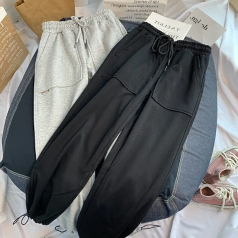 

plus Size Women's Casual Pants High Waist Dstring Trousers Loose Fit Nine Points Casual Trousers for Heavy Girls