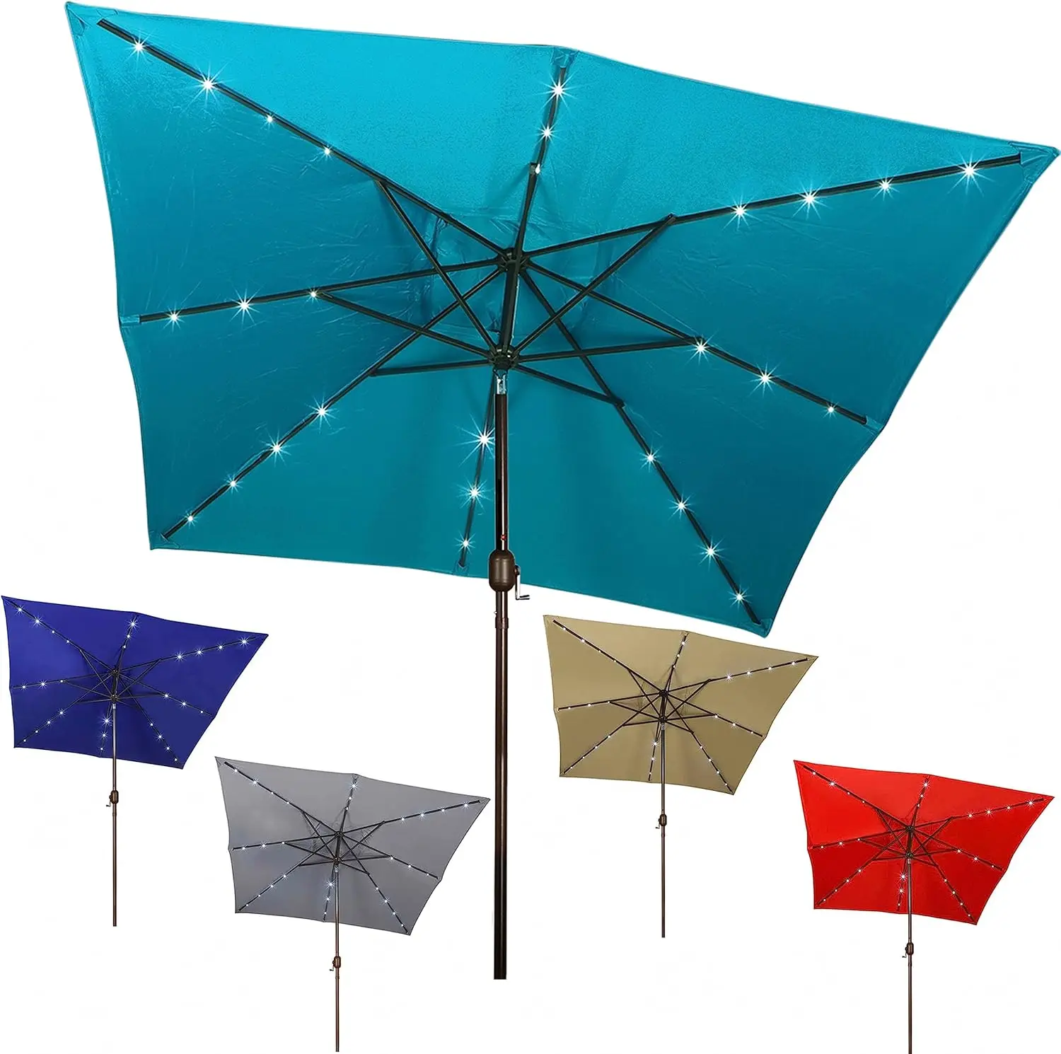 

Rectangular Patio Umbrella with Tilt and Crank, Outdoor Shade for Garden, Deck, Backyard, Pool and Beach