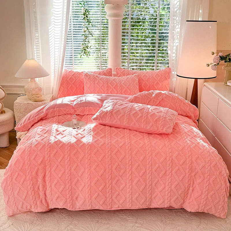 Velvet Duvet Cover Solid Color Quilt Cover Skin-friendly Bedding for Winter Comforter Cover Soft Bed Cover 이불커버 (No Pillowcase)