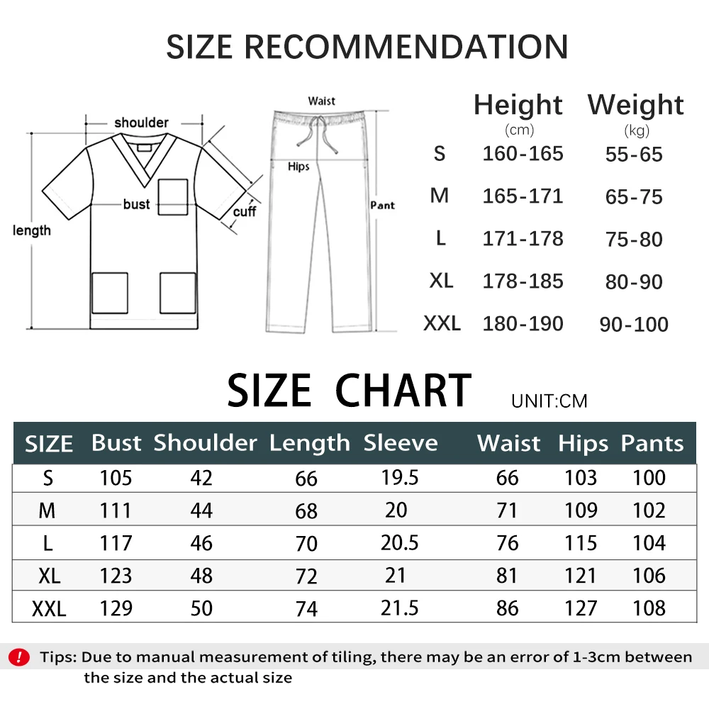 새로운 메디코 치과 의사 작업복 외과 유니폼 여성 남성 스크럽 탑 바지 의료 임상 의류 의사 간호사 간호 의류