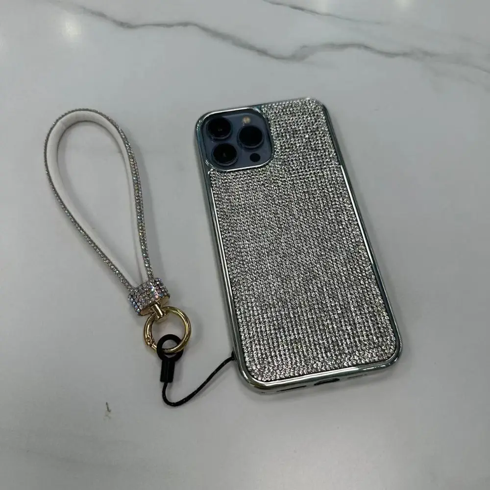 Hanging Cord Glitter Rhinestone Phone Lanyard Handheld Short Wrist Style Diamond Phone Rope Anti Loss Bling Bling