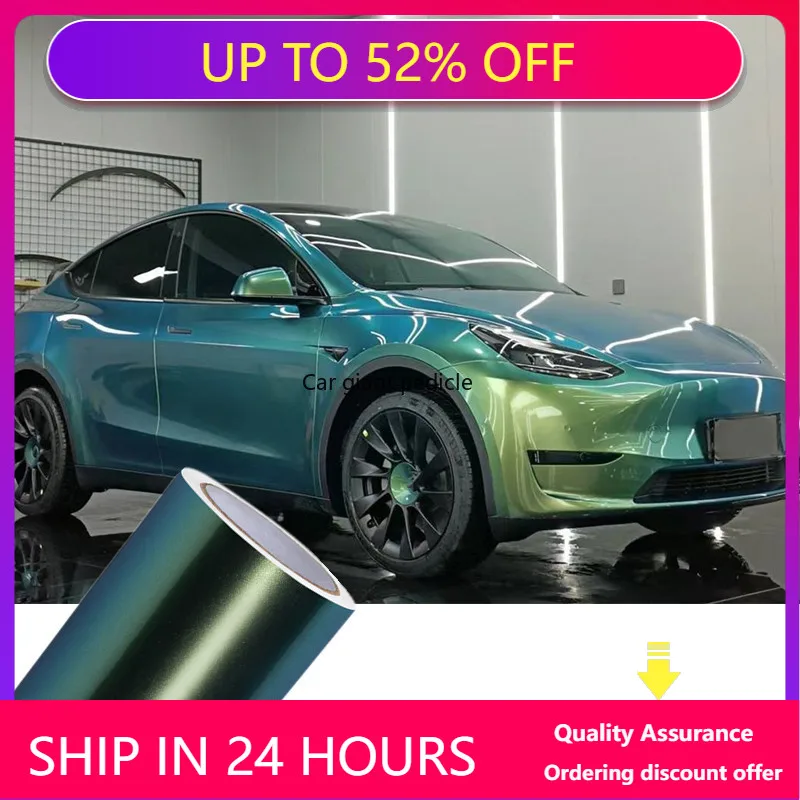 

Glossy Chameleon Spring Green Color Fliper Car Wrap Film Auto Plastic Auto Plastic Assurance Air passage pattern Stickers