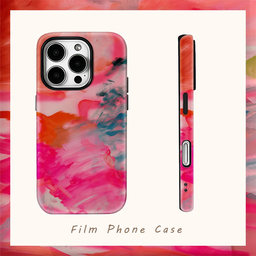 

Розовый чехол для телефона с абстрактным водоворотом для IPhone 17AIR 16E 16, 15, 14, 13, 12, 11, 17 Pro Max Plus, двухслойная задняя крышка