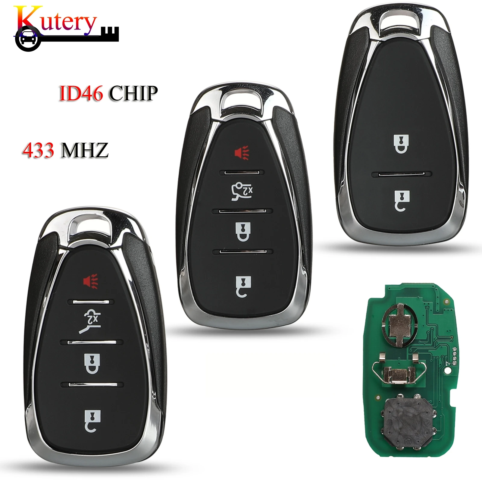 

jingyuqin Remote Smart Car Key For Chevrolet Camaro Equinox Cruze Malibu Spark 433MHZ ID46 Chip HYQ4EA