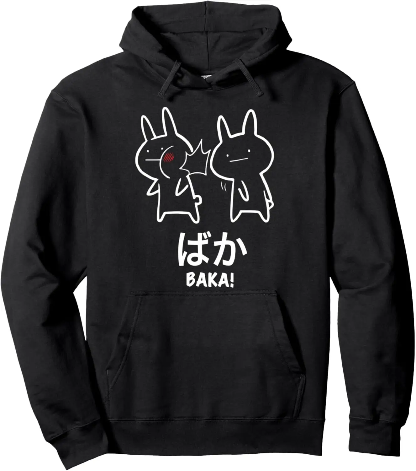 Funny Anime Baka Rabbit Slap Hoodie - Baka Japanese Pullover Pullover Hoodie Kawaii Clothes Couple Anime Hoodie