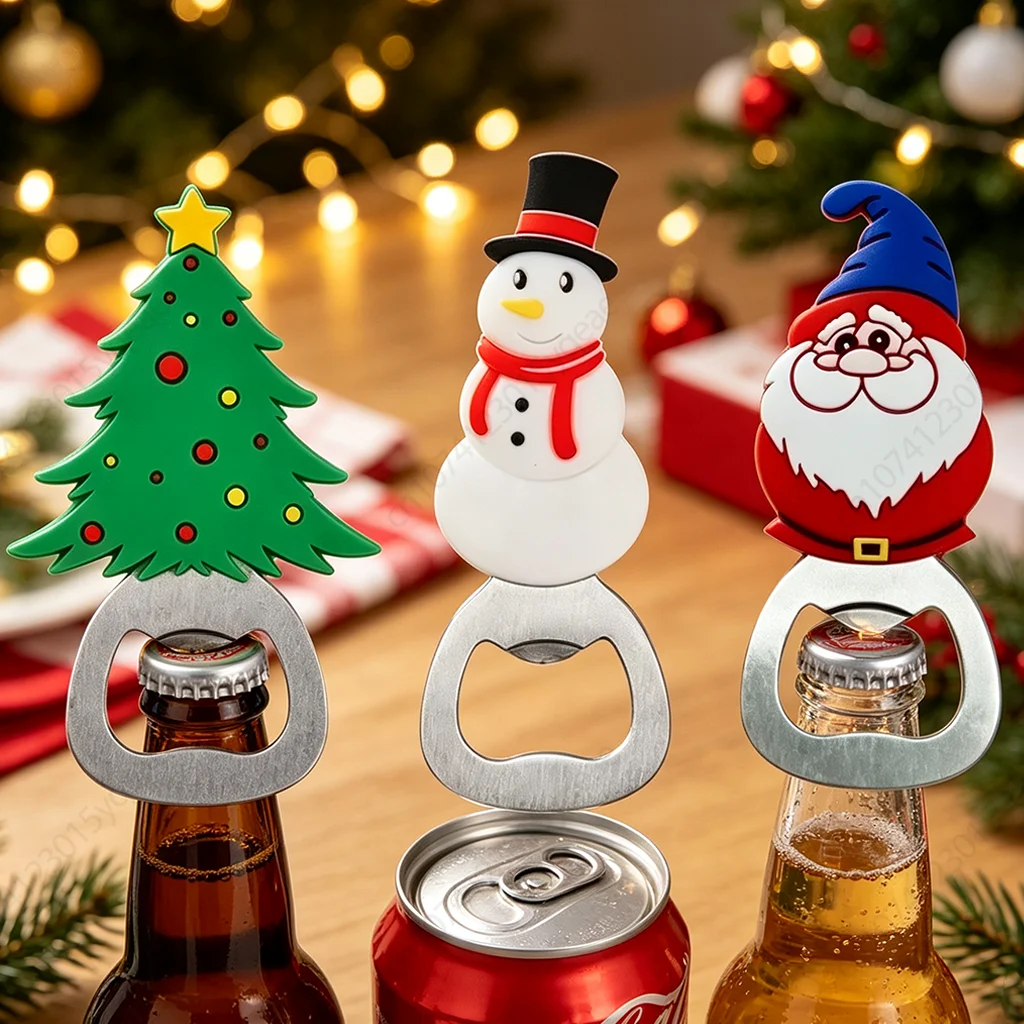 1-10Pcs Christmas Party Bottle Opener Santa Claus Tree Snowman Design for Home Gathering Restaurant Holiday Party Favors