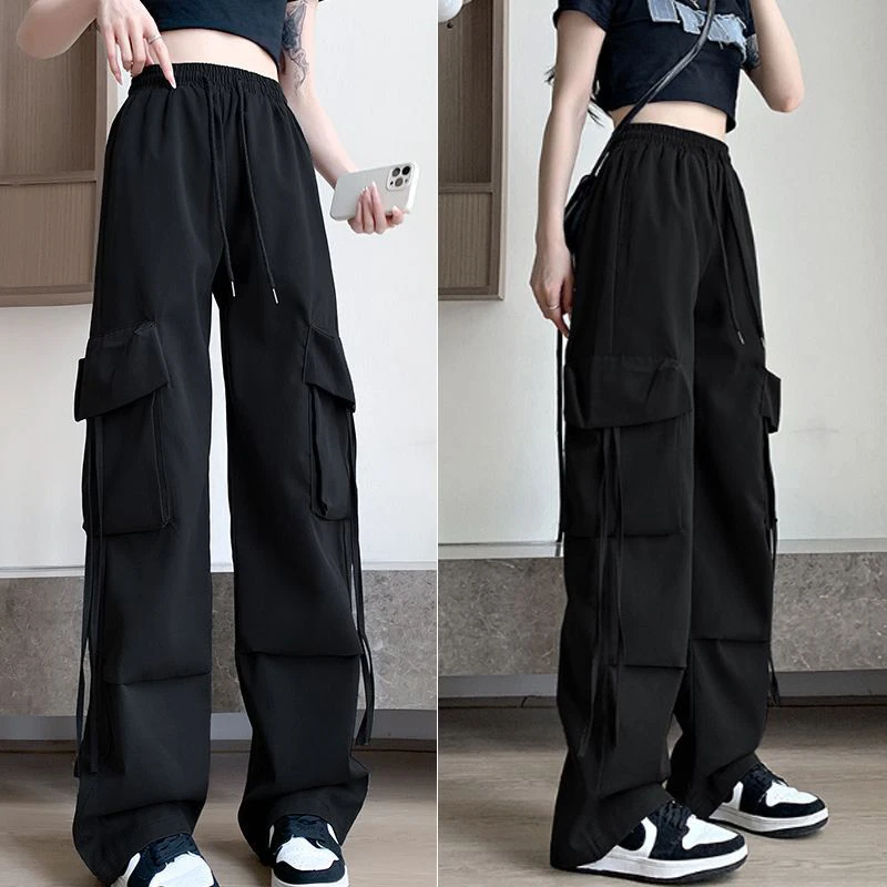 

Брюки-карго женские, унисекс, осенние, из полиэстера, широкий крой, в стиле гранж, в городском уличном стиле, против морщин, удобное тепло, подходит для винтажа