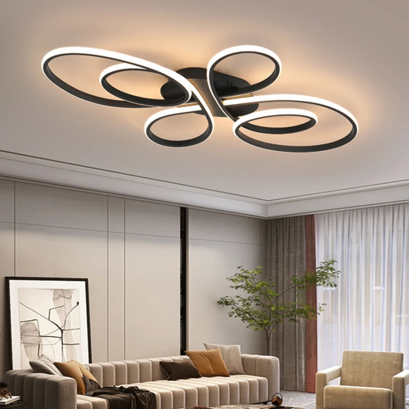 Modern Led Ceiling Light Nordic Living  Room Bedroom Ceiling Lamps White/Black Home Decor Ceiling Chandelier With Remote Control