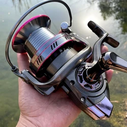High Strength Fishing Reel 12000 10000 9000 Metal Line Cup 20 25 30KG Max Drag Long Shot Saltwater Spinning Reel Smooth