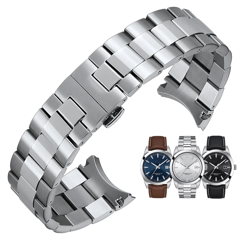Correa de reloj de Metal sólido con extremo curvado T127, 21mm para 1853 Tissot 40mm T127.410 T127.407, correa de reloj de acero inoxidable, pulsera para hombre
