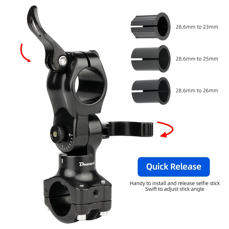 Dia. 25-28.6mm Selfie Stick Quick Release Bracket Bicycle Aero Round Handlebar On-carry Camera Phone Holder Support Angle Adjust