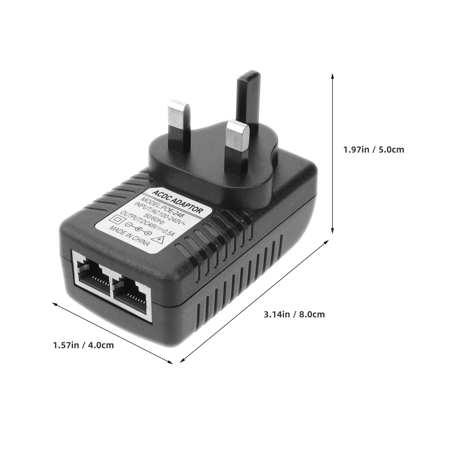 DC 48V 05A Injector Power Supply Over Ethernet Adapter with UK Plug for 48V Device DC 48V 05A power adapter