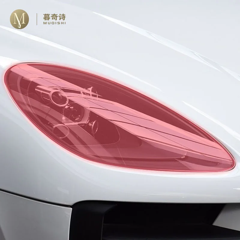 

pre cut car exterior headlight scratch resistant TPU protective film transparent/smoked black For Porsche Macan 2018-2023