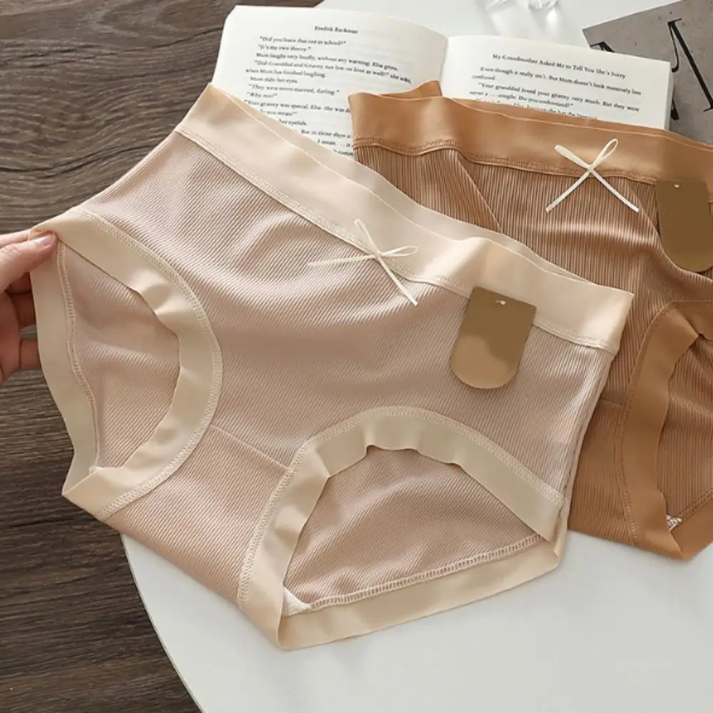 

5PCS Sweet Bowknot Ice Silk Briefs Thin Low Waist Seamless Underpants Panties Female Lingerie Underwear for Women Summer