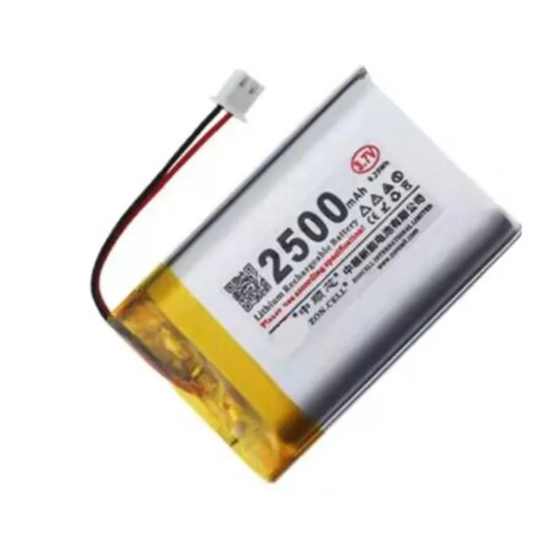 Bateria recarregável do lítio do polímero, Li-po, 103450, 2500mAh, 3.7V, 2 PCes pelo lote