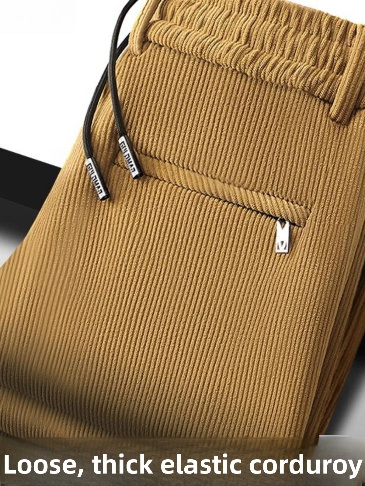 

Men's Corduroy Pants Elastic Waist Youth Faion Urban Sle Winter Thiened Long Straight Leg Trousers Casual Spor