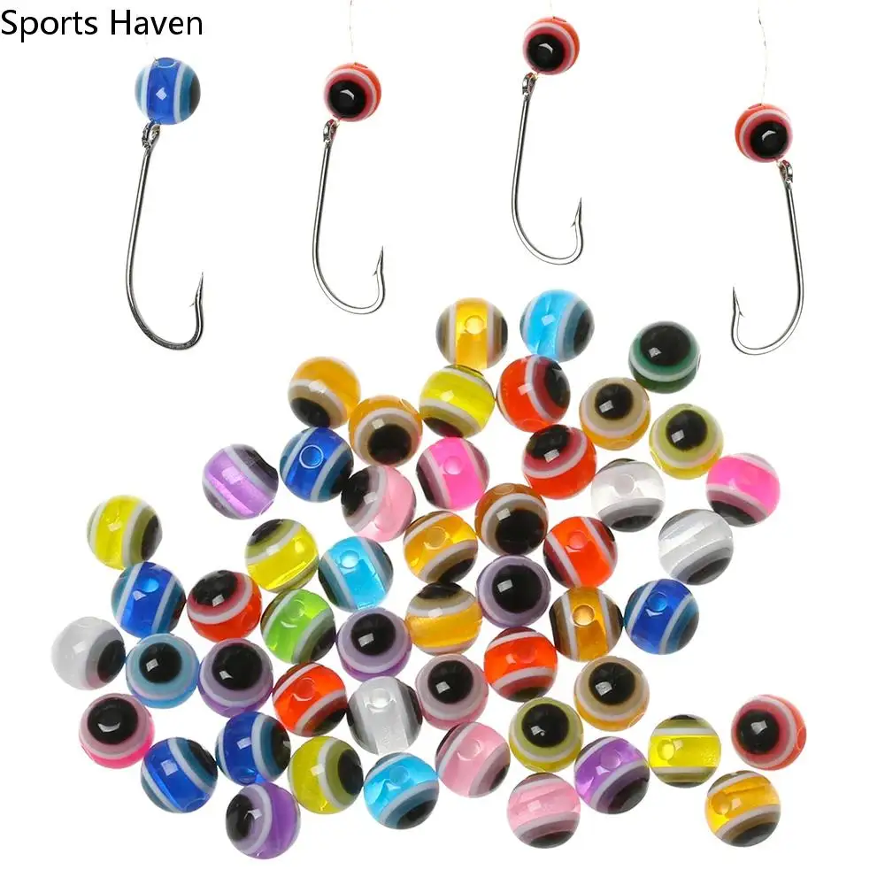 50 PCS DIY Artificial Fish Eye Beads 6mm 8mm Mixed Color Fish Eye Fishing Beads Bass Lure