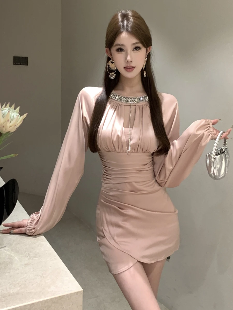 

Embellied Hollow out Bubble Sve Dr сексуальное асимметричное облегающее платье для молодых женщин осеннее длинное све облегающее платье