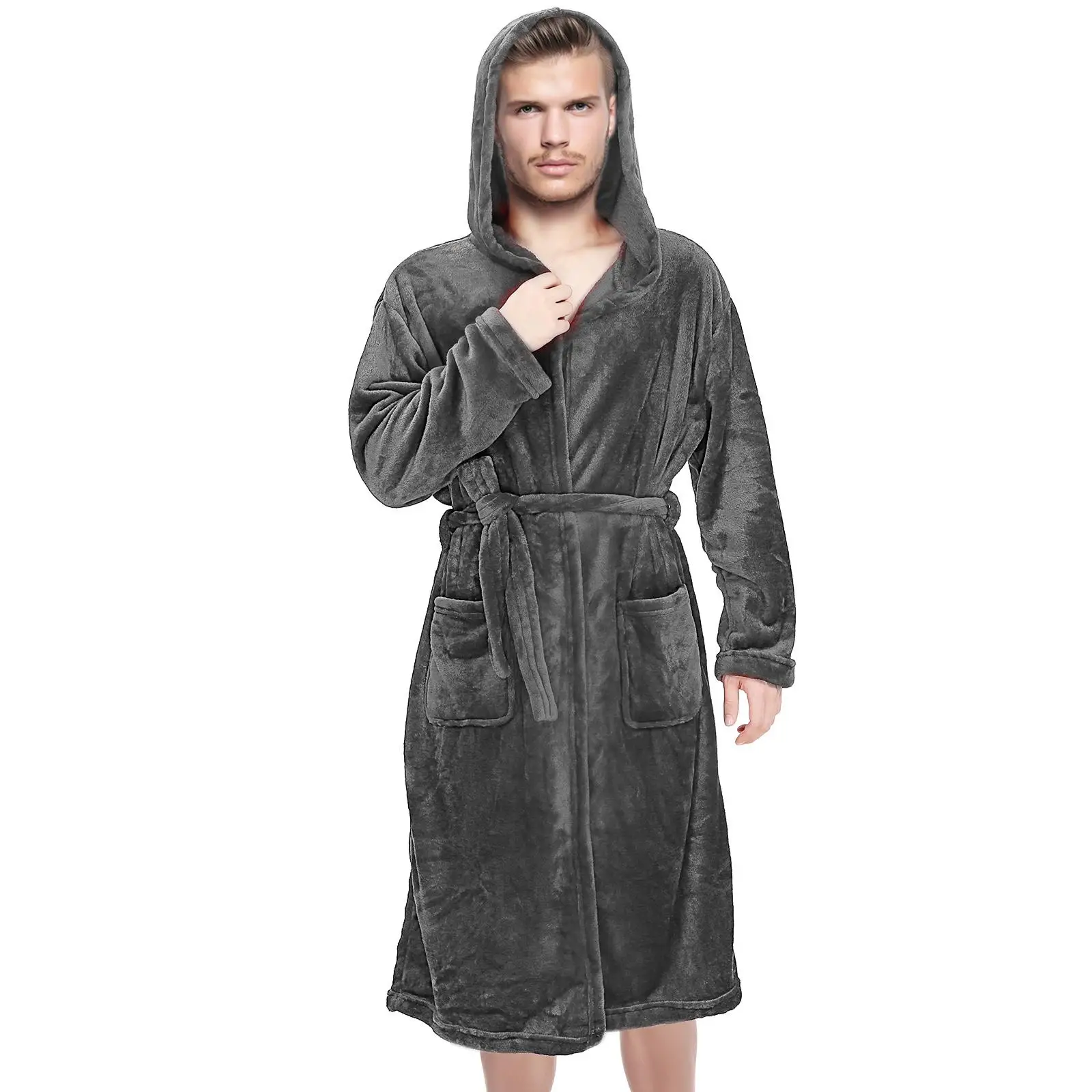 

Bathrobe Pajamas Mens Hooded Bathrobes Towel Robes Spa Shower Comfy Lightweight Male Adult Dorm Sleepwear Home Clothing