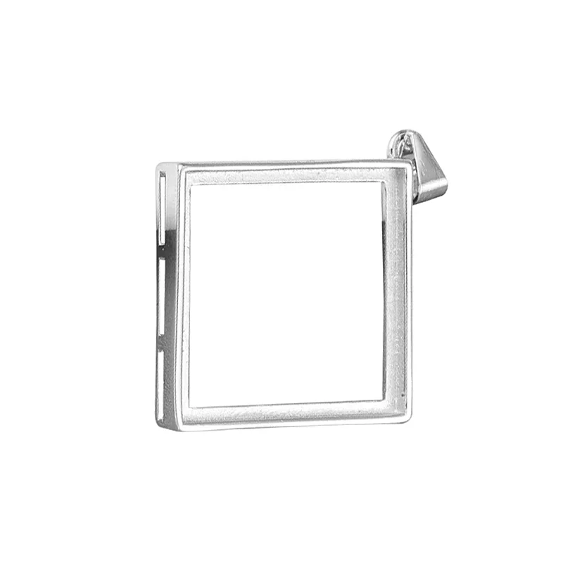 

925 Sterling Silver Pendant 16x16 17x17 19x19 20x20mm Princess Cabochon Semi Mount Pendant Setting Amber Turquoise Agate Setting