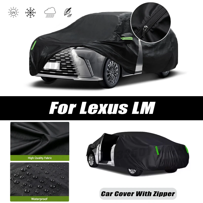 For Lexus LM Car Covers Outdoor Waterproof Sun Rain Snow Protection UV Car Zipper Design Car Cover Accessories