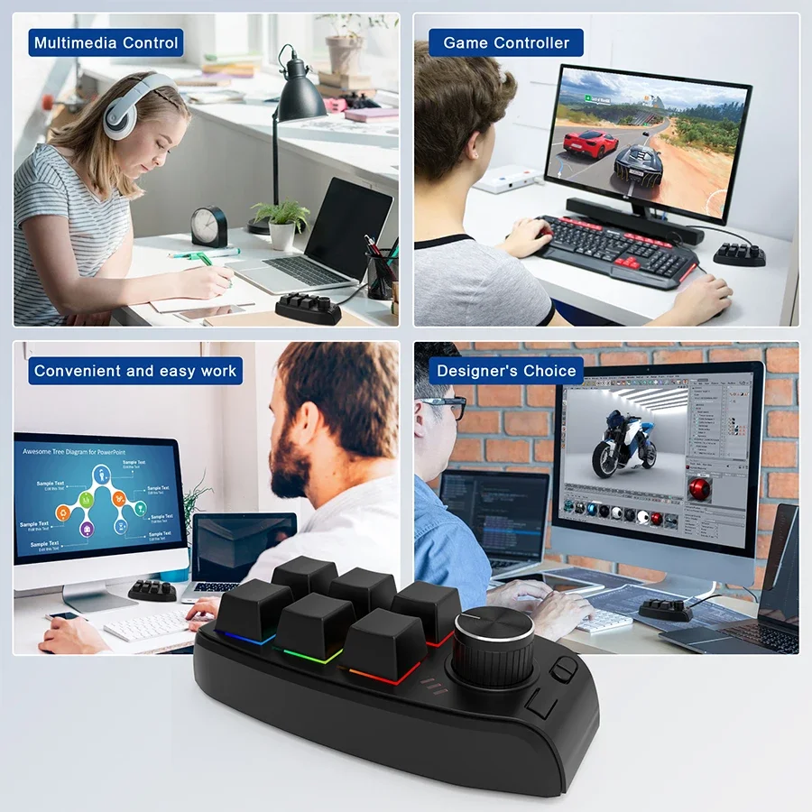 USB Macro Personalizzato Mini Tastiera Bluetooth 6 Tasti 1 Manopola di Programmazione FAI DA TE Meccanico Macropad Gaming Disegno Interruttore Tastiera Hot-swap