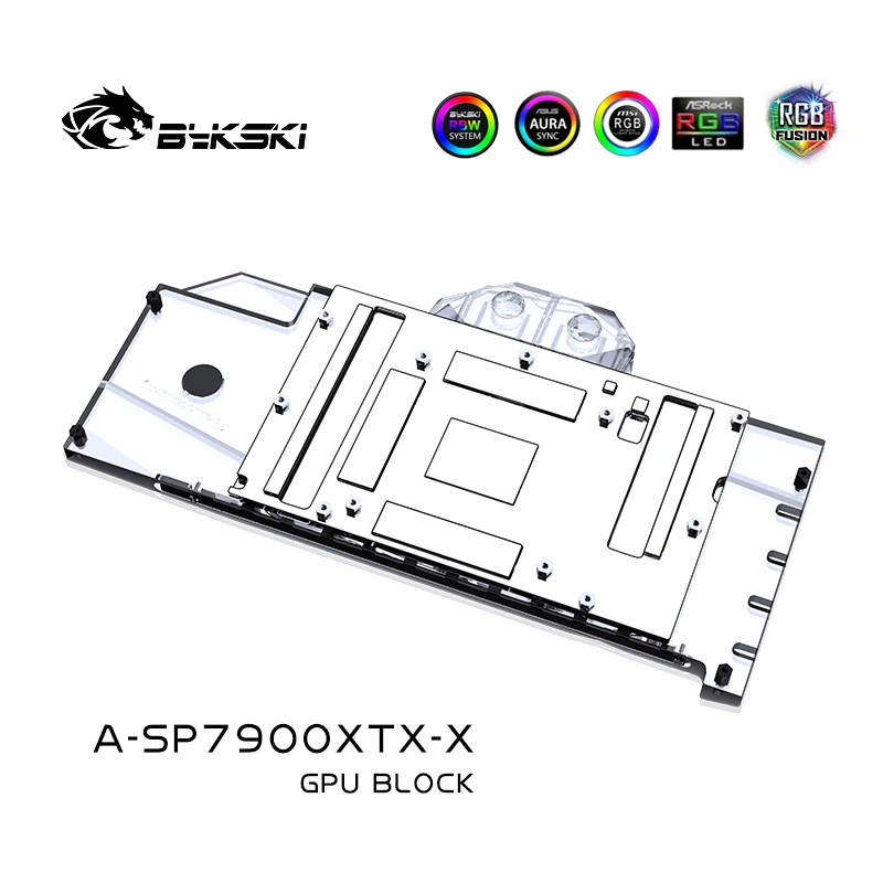 Imagem -02 - Bykski Gpu Uso Bloco para Safira Radeon rx 7900 Xtx Pulso Nitro Mais Placa de Vídeo Água Refrigeração Cobertura Completa Radiador A-sp7900xtx-x