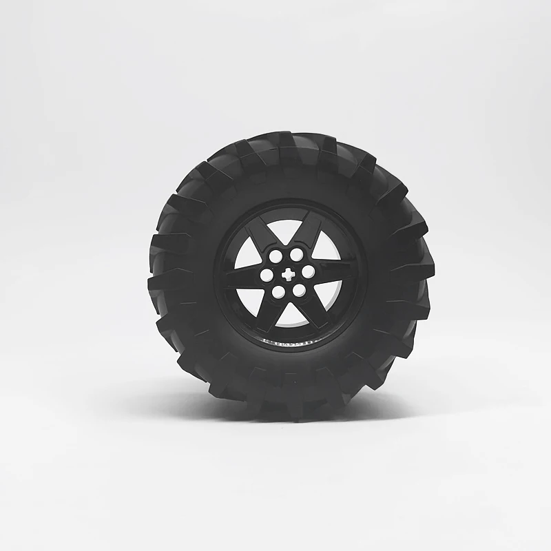 DIY Car Tire and Tread Wheel 56mm Technic Racing Medium, 6 Pin Holes 15038 Building Bricks Tire Tractor 23798 Toys for Children