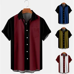 Camisa de manga corta con bolsillo para hombre, solapa de Panel de Color sólido informal, Top de alta calidad, tela suave cómoda, moda de verano, novedad