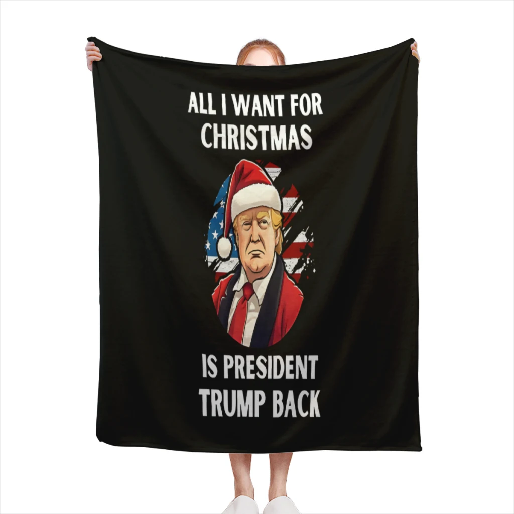 Santa Trump All I Want For Christmas Is President Trump Back Medium Blanket Fluffy Soft Bedroom Decor Sofa Blankets