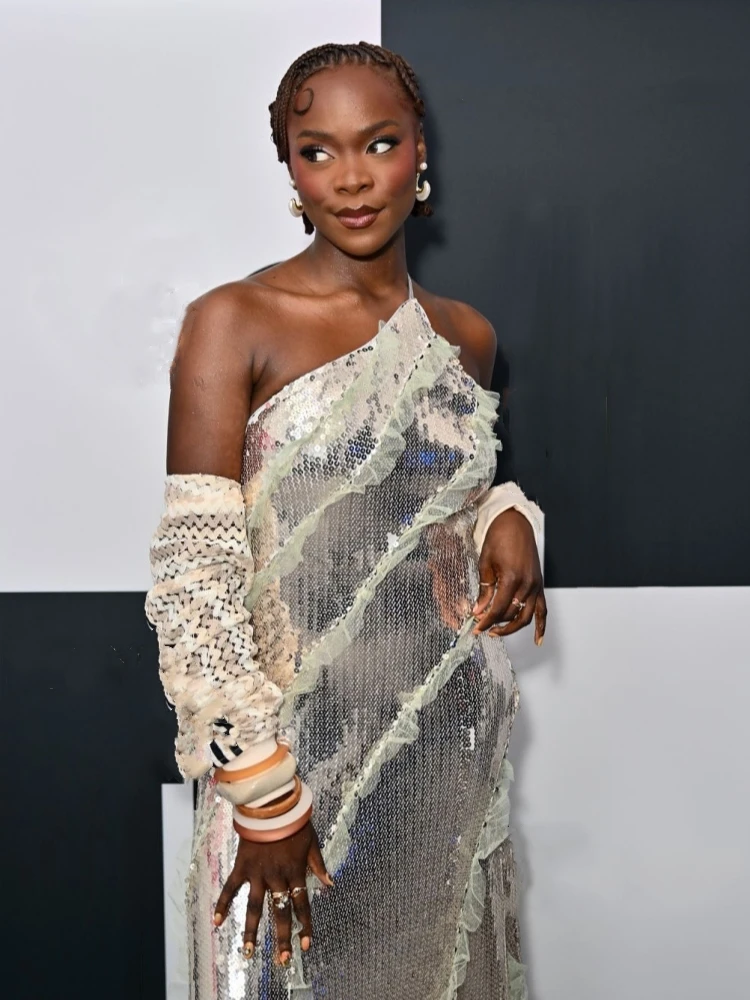 Sexy halter hals backless mesh ruches patchwork lange jurk dames zilveren pailletten mouwloze vetersluiting slanke jurken avondfeest