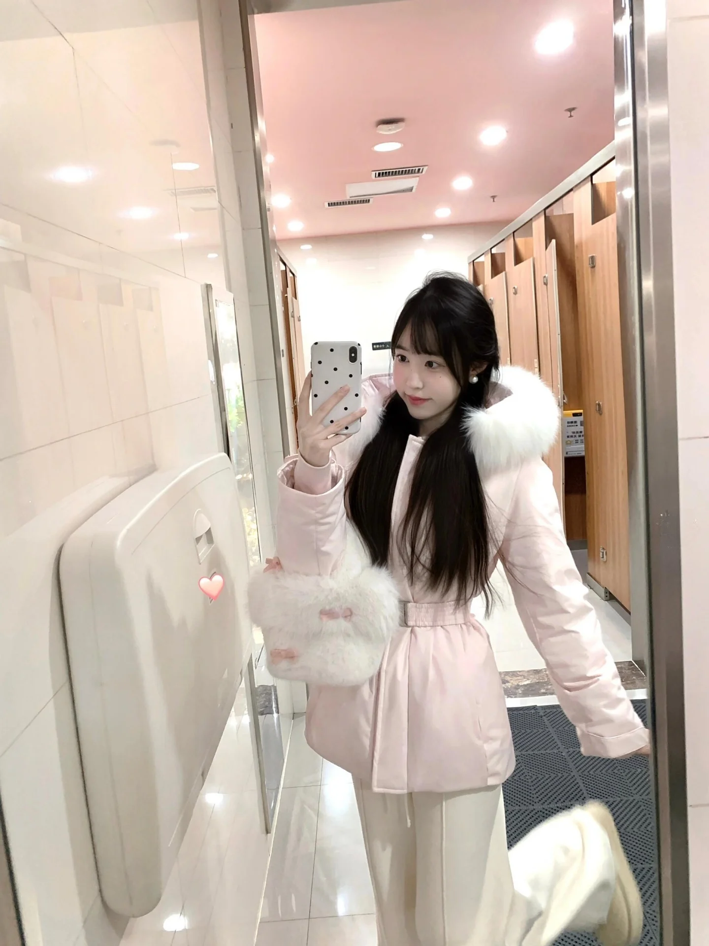 

Korean Sweet Girl Commute Cotton Jaet Autumn Winter Sle Fur Collar Splicing Warm Matching Waist Inclusive Outerwear