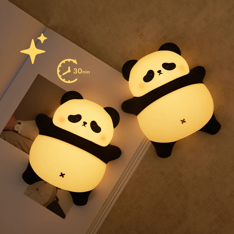 5Style Panda Night Light Holiday Gift Christmas Birthday Playmate Soft Doll Panda Safe Rechargeable Cute Animal Silicone Lamps