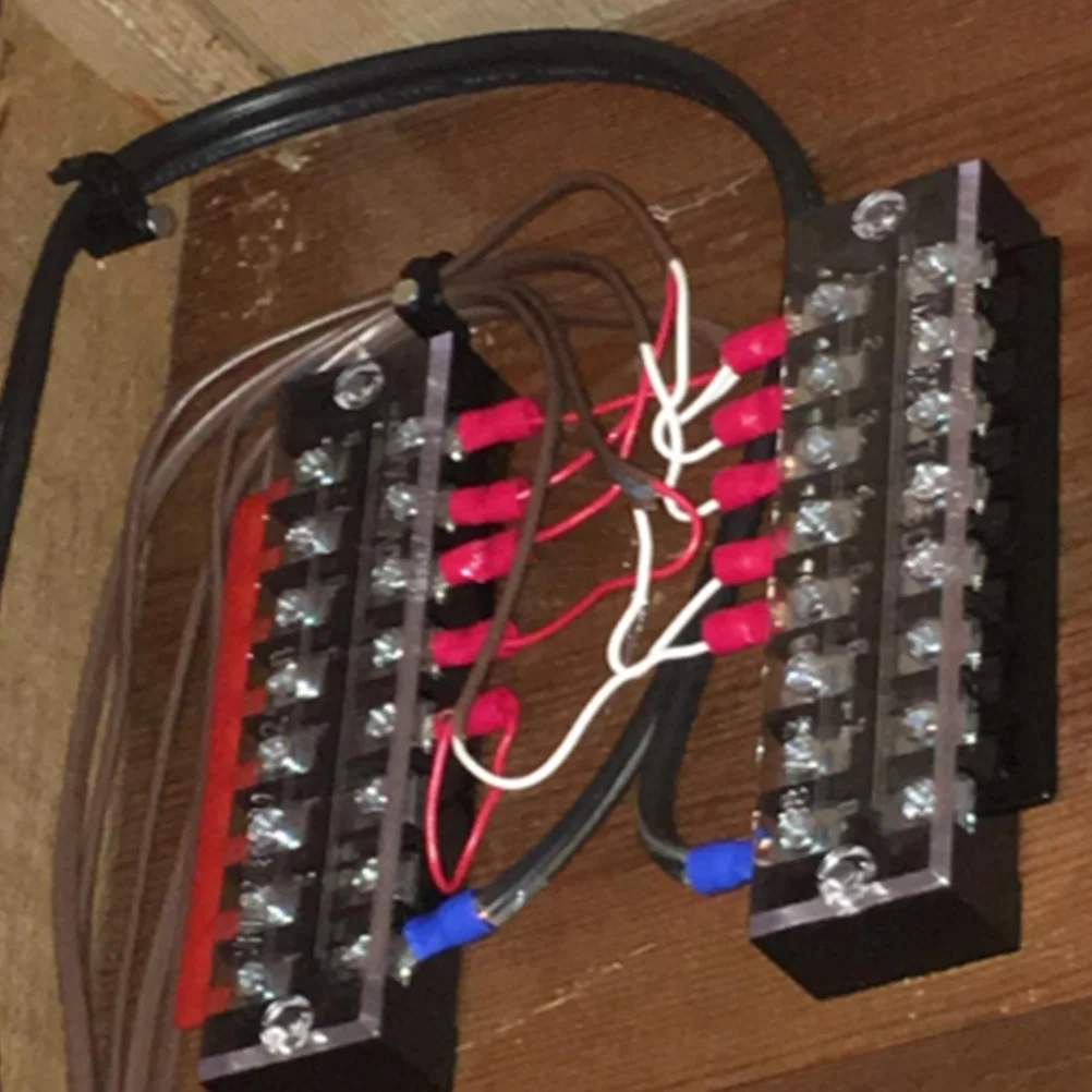 

5Sets 8P Terminal Block Dual Row Screw Terminal Strip Power Connector Barrier Strip 25A Electrical Wiring Cover