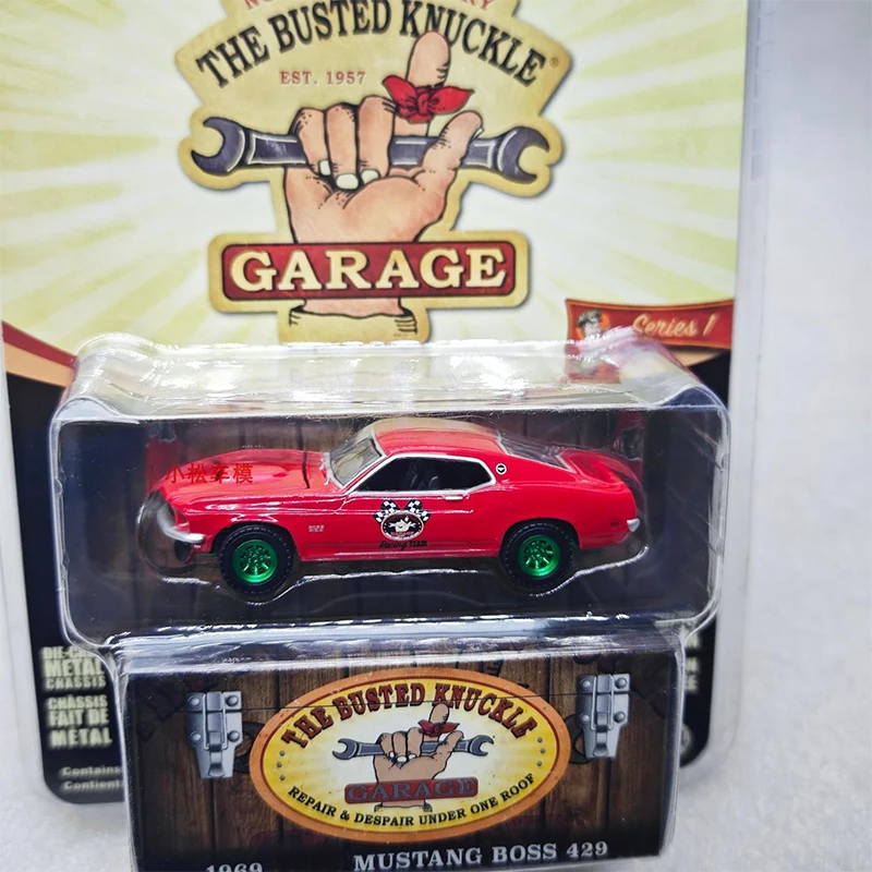 Greenlight 1:64 Busted Knuckle Garage Mustang 429 Green Machine Series Alloy Die Casting Model Collect Ornaments