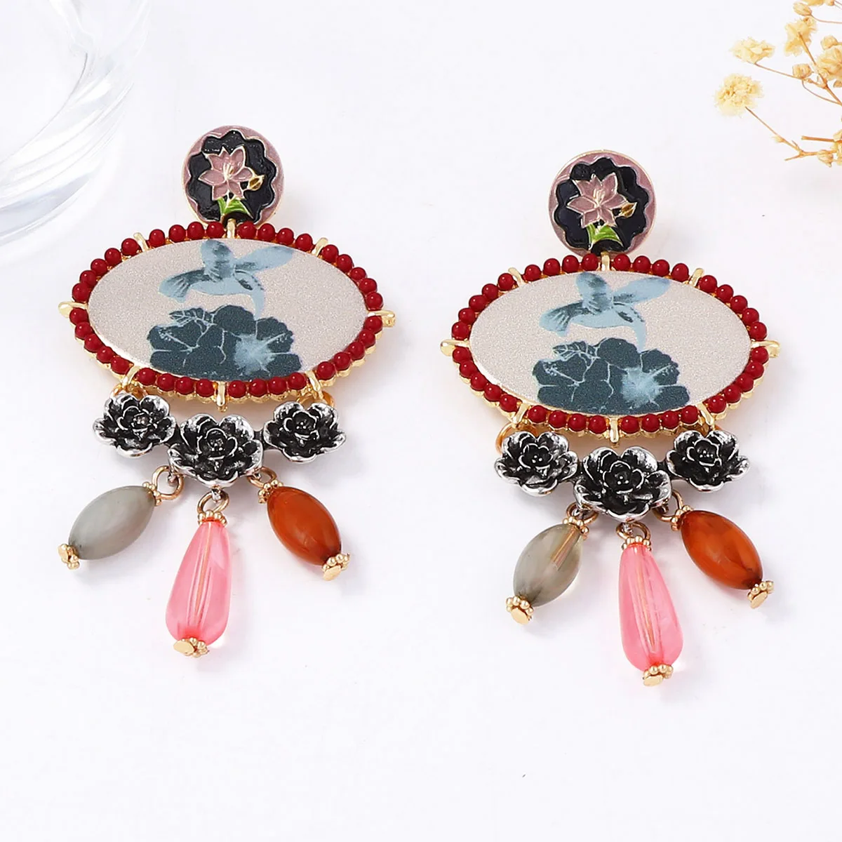 Image of 2026 Vintage Unregelmäßige Harzstein-Tropfenohrringe für Damen Bankett-Party-Schmuck Geschenke