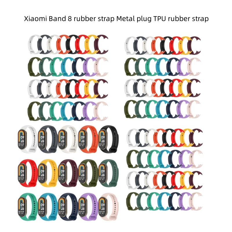 4/2/1pcs Strap For Mi Band 8 Bracelet For Xiaomi Band Strap Metal-plug TPU Silicone SmartWatch Wristband For Mi Band 8 Bracelet