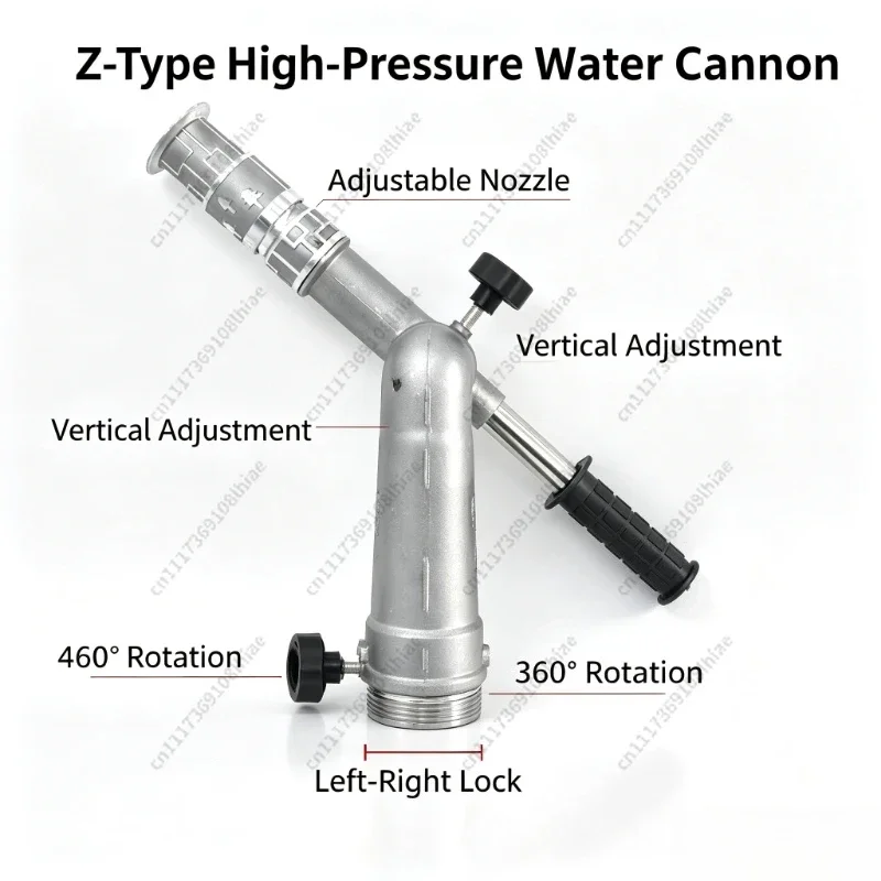 360 Degree Adjustable Z-Type High Pressure Water Cannon Spray Nozzle Multi Mode for Sprinkler Truck Green Irrigation Fire Use