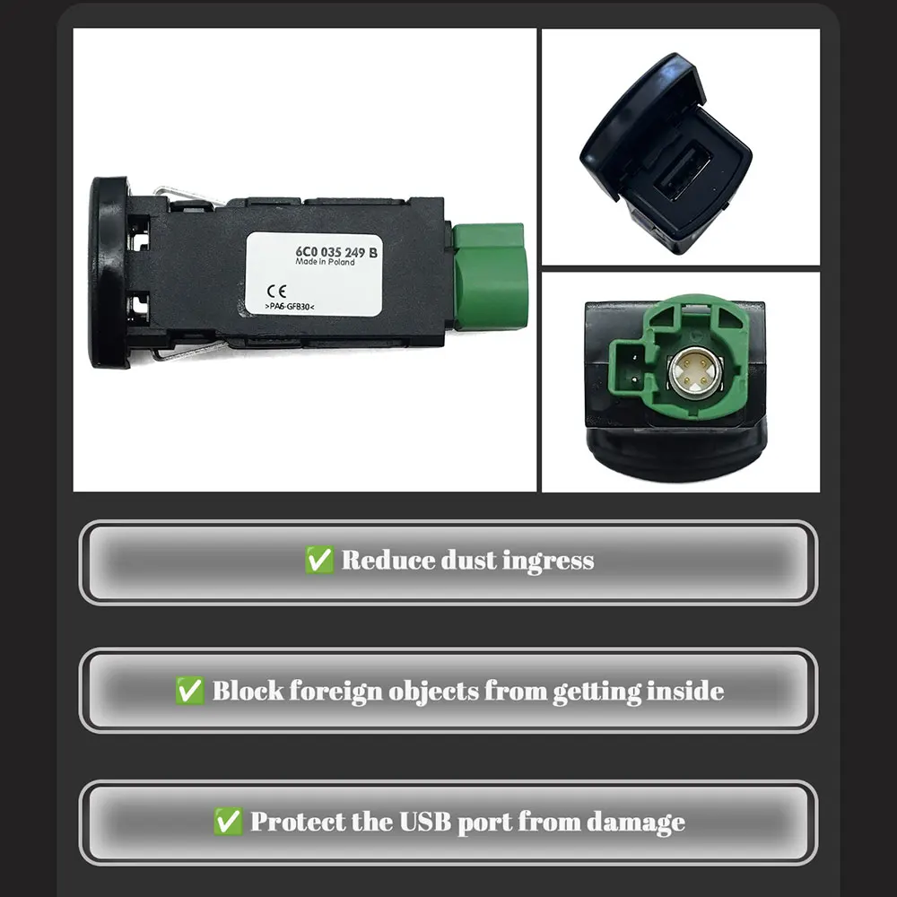 USB Socket AUX IN Socket For Golf Convertible Polo Sharan Multivan Scirocco 6C0 035 249 B 6C0035249B 6c003524