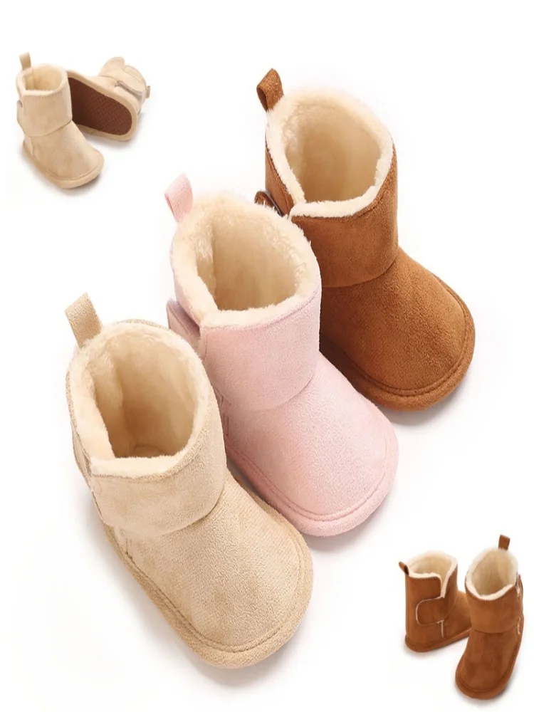 Nouvelles bottes de bébé pour l'hiver chaleur 0-18M nouveau-né bébé Velcro semelle souple anti-dérapant avant chaussures bébé chaussures bottes de neige chaudes