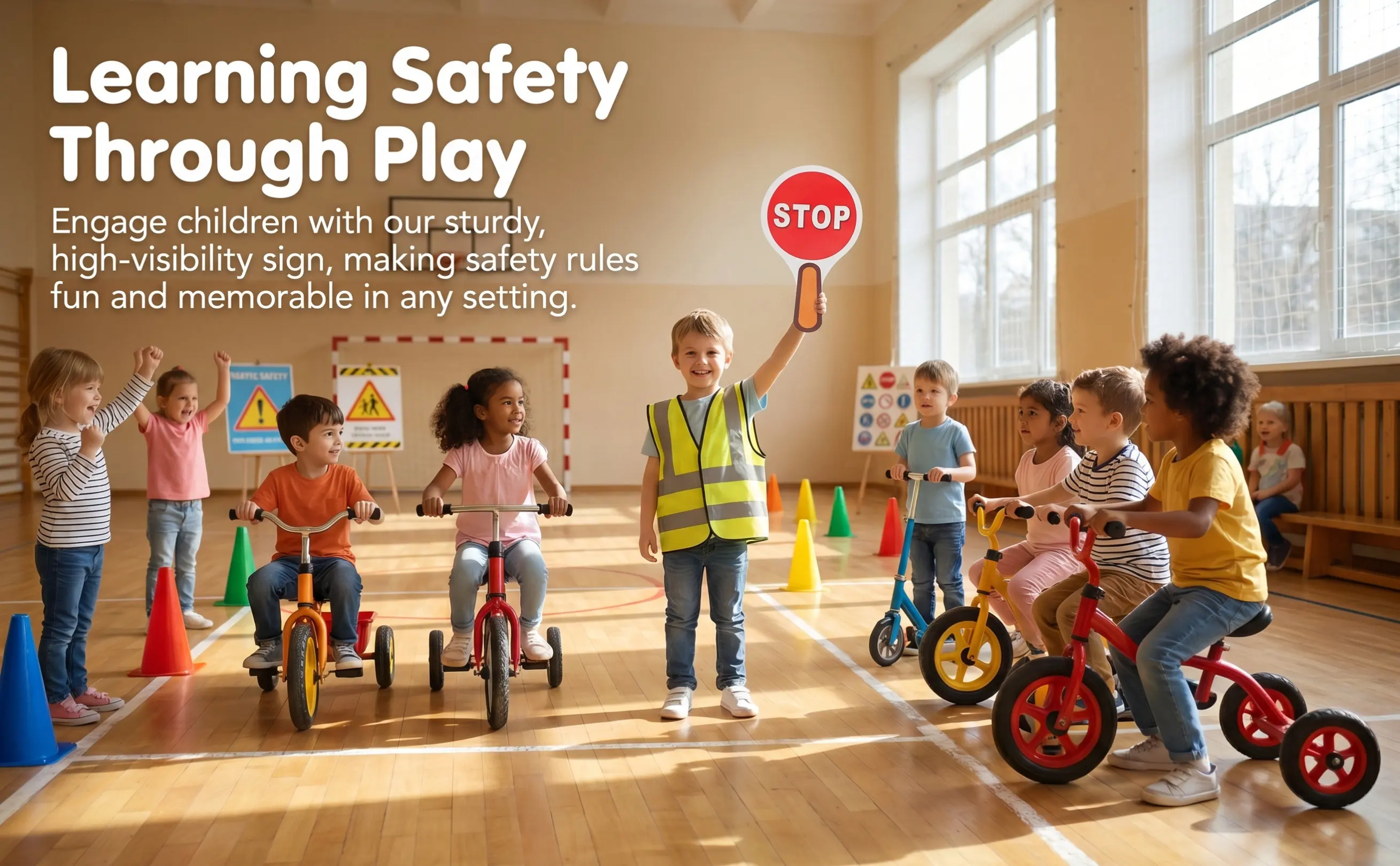 2Pcs Double-Sided Handheld Traffic Control Sign Red Paddle for Teaching Traffic Safety Portable Lightweight