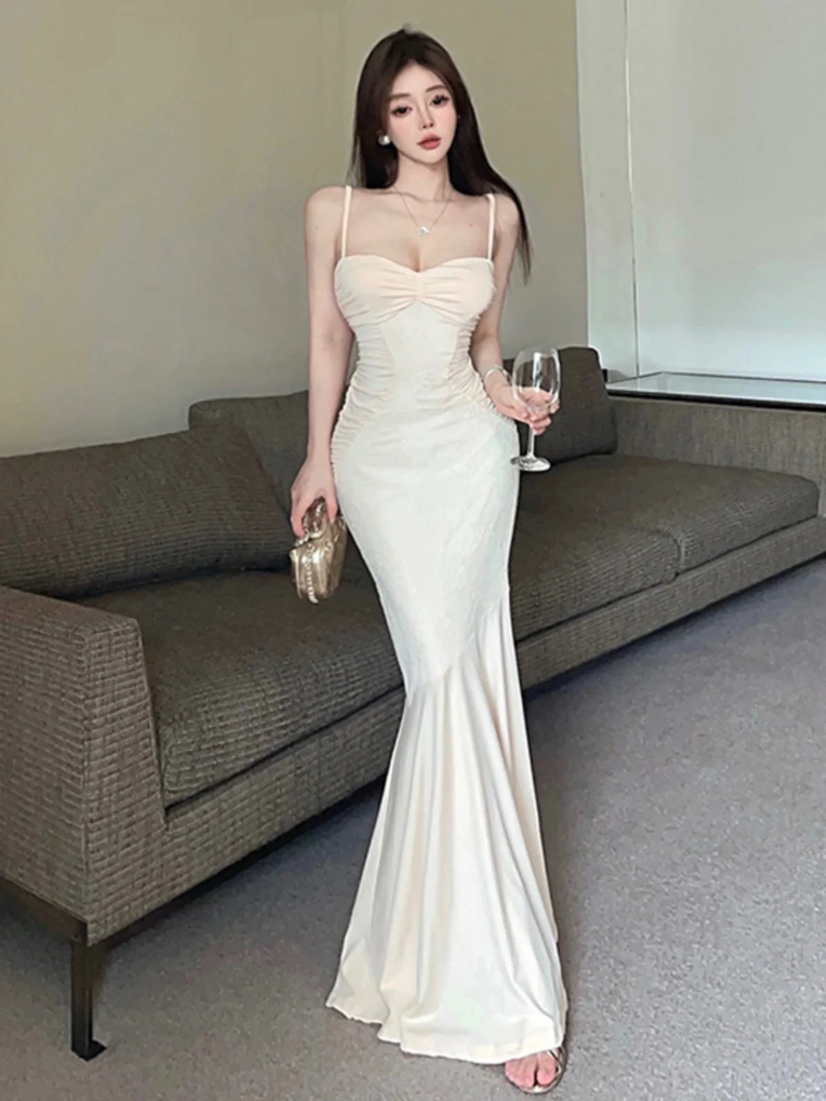 

Ele Lace Splice Fi Tail Dr Bal Длинное вечернее платье Pure Desire Sle с высокой талией из полиэфирного волокна Лето Dr