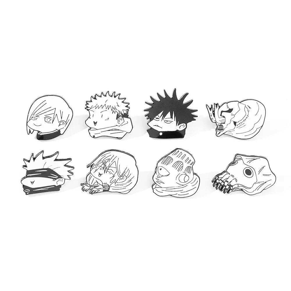 

Q-version Anime Brooch Creativity Jujutsu Kaisen Black and White Enamel Pin Backpack Clothing Metal Badge Accessories