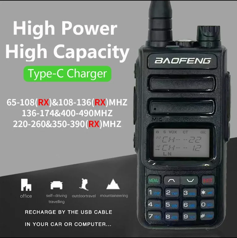 Aviation Band TH15X 3-5 km three-band two-way radio controller 108-136 MHz Baofeng professional update handheld intercom