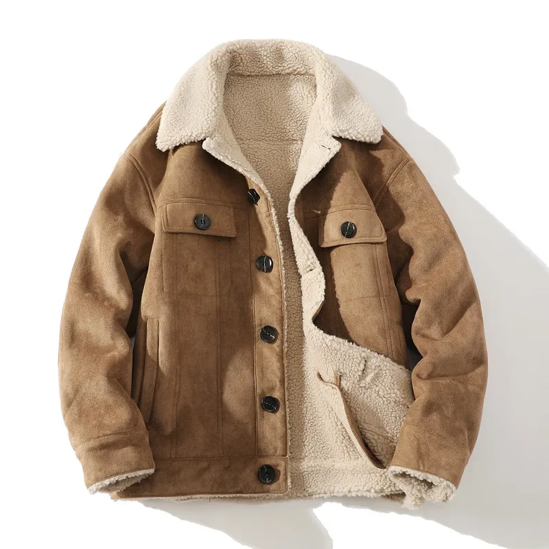 

Мужское однобортное пальто с откидным воротником, большие размеры, зима 2023