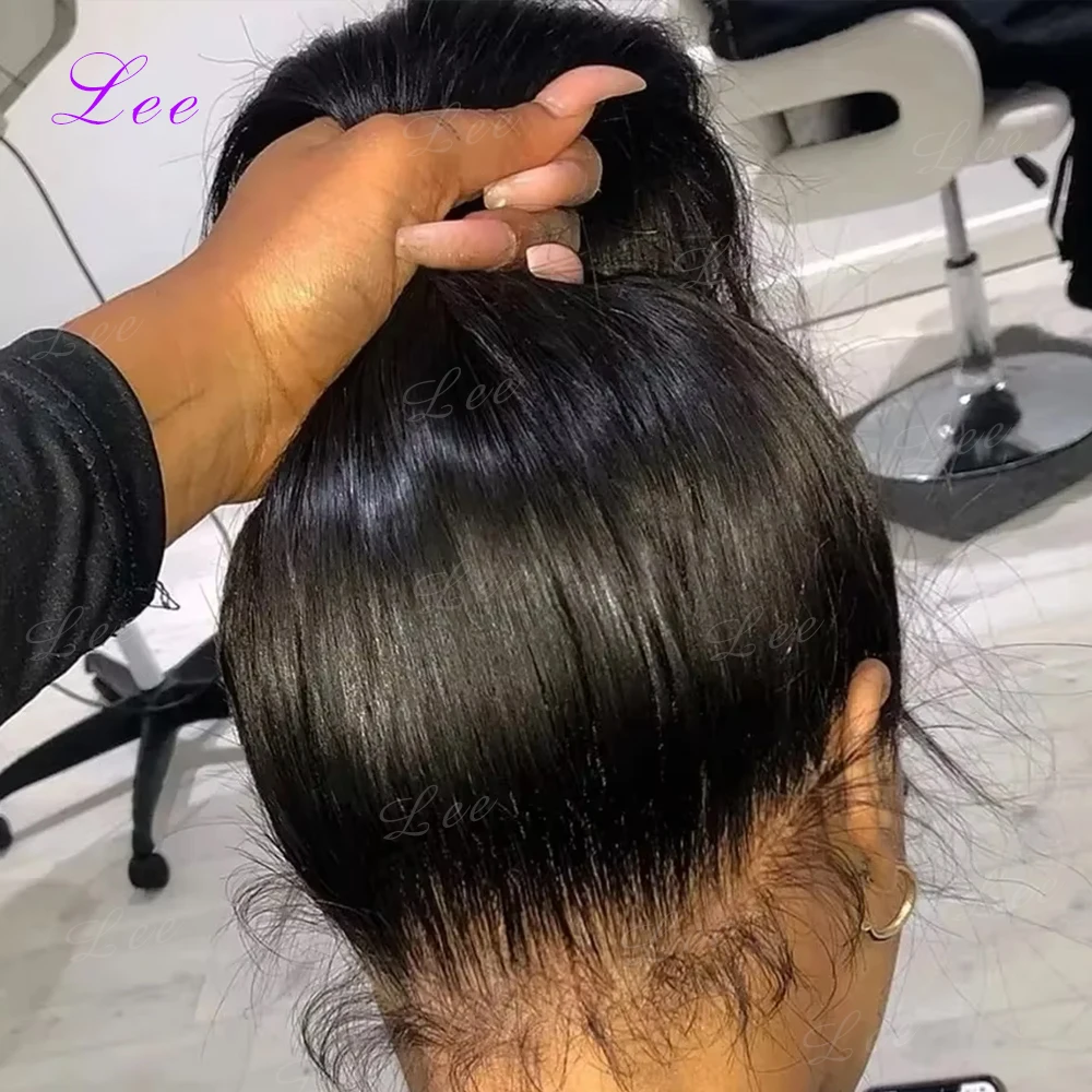 Perruques de cheveux humains lisses de 30 à 40 pouces, perruque frontale en dentelle HD transparente 13x6, densité 250, perruque frontale 360 pré-épilée, noir naturel