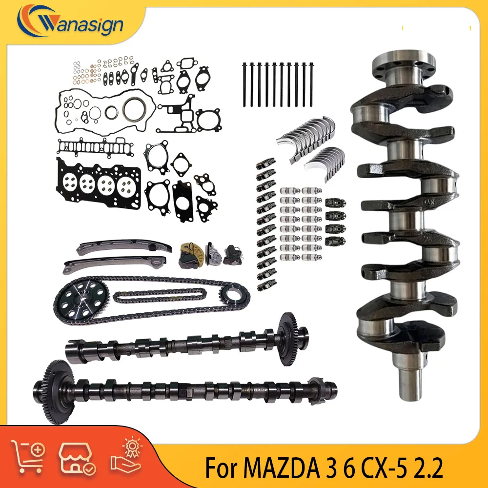 أجزاء المحرك إعادة بناء العمود المرفقي توقيت سلسلة عمود الحدبات صالح 2.2 لتر L4 الديزل لمازدا 3 6 CX-5 2.2 الديزل SHY1 MV D35063