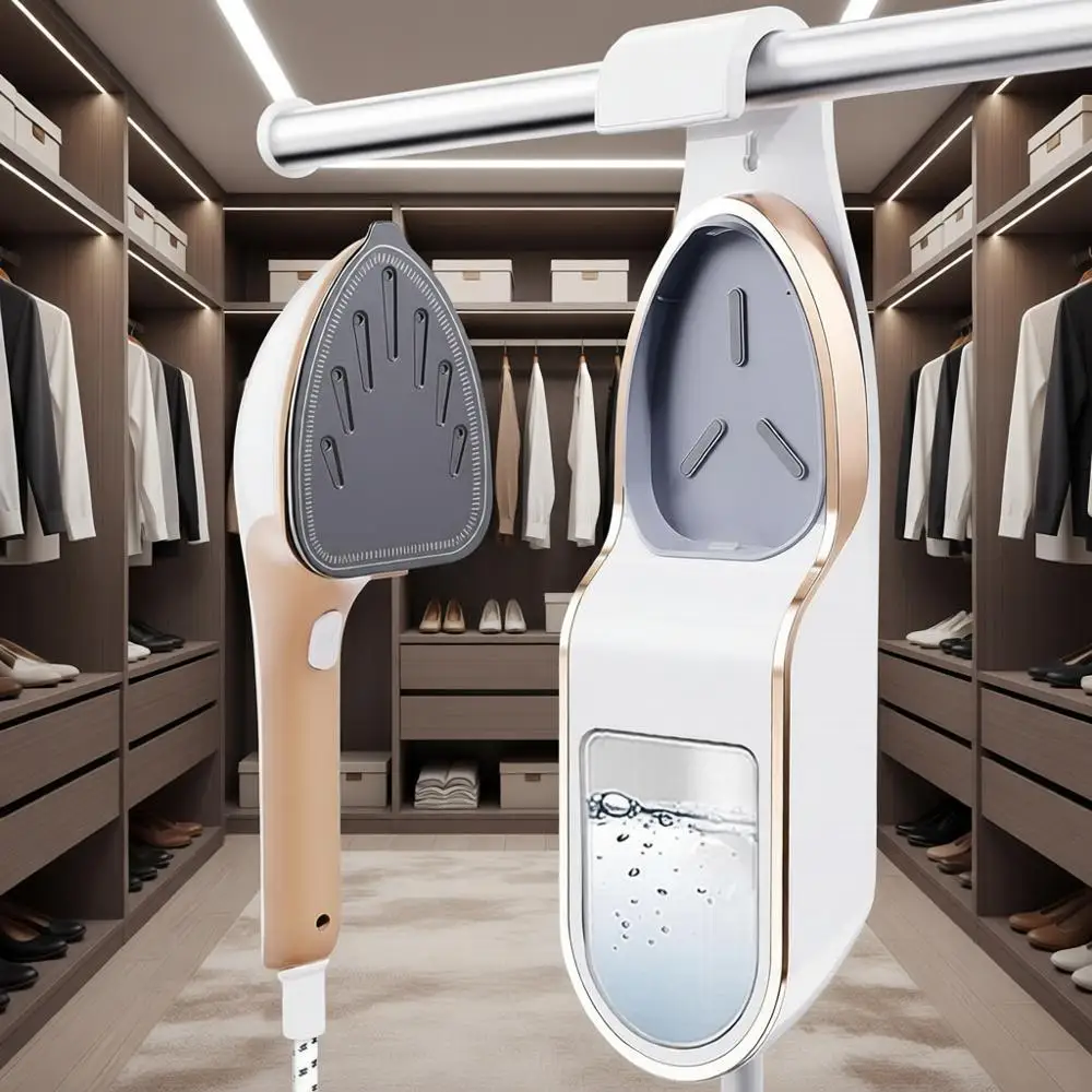 

Ручной отпариватель, 1500 Вт, большая подошва, резервуар 330 мл, 2-в-1: горизонтальное и вертикальное использование, удаление складок с ткани, автоматическое отключение при отсутствии воды.