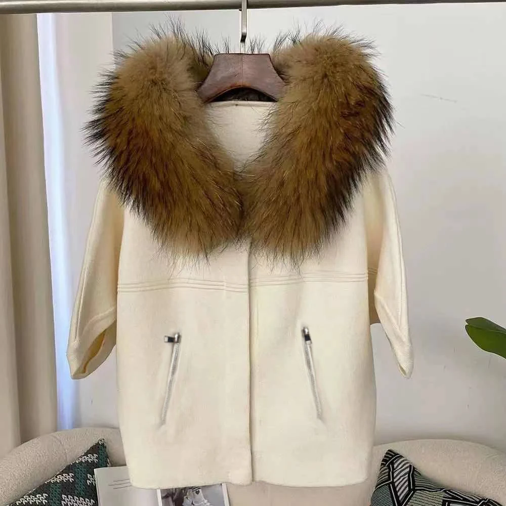 Jxwatcher Real Fox Fur Collar Knitted Sweater for Women 2025 Autumn Thick Warm Short Sleeve Jacket Ladies Fashion Outerwear New - view 6