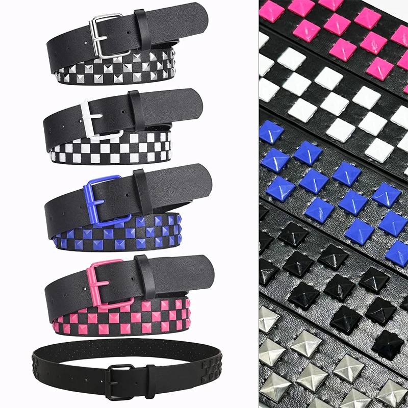 1 Stück Europäischer und Amerikanischer Punk-Rock Jeansgürtel Damen Bunter Nieten-Gürtel Unisex Y2K-Stil Heavy Metal Taillengürtel